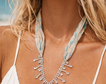 Riviera Necklace - Tie-dye silk ribbon