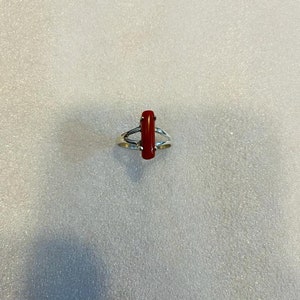 Red Coral Ring - Natural Coral Ring - Gemstone Ring - Coral Jewelry - Handmade Ring - Surprise Ring - Birthstone Solitaire Ring Gift For Her