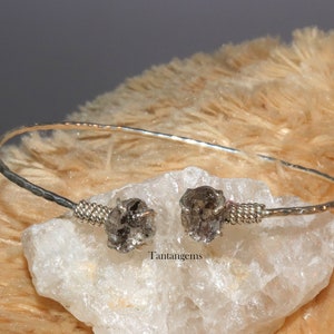 Raw Herkimer Diamond Cuff Bracelet: 925 Sterling Silver Bangle
