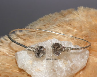 Bracciale rigido con diamanti Herkimer grezzi: bracciale rigido in argento sterling 925