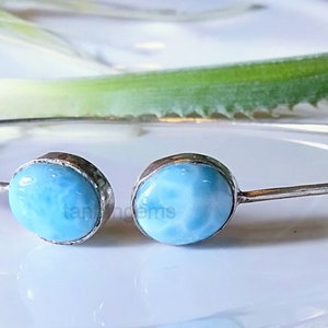 Larimar Sterling Silver Cuff Bracelet: Flexible Stone Jewelry