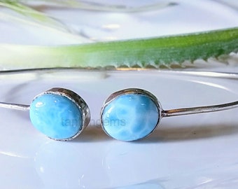 Larimar Sterling Silver Cuff Bracelet: Flexible Stone Jewelry