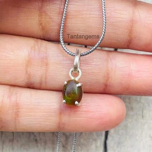 Black Opal Pendant: 925 Silver October Birthstone Jewelry