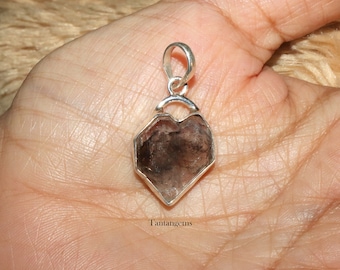 Herkimer Diamond 925 Silver Pendant: Raw Crystal Statement Necklace