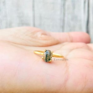 Handmade Green Moss Agate 925 Silver Ring: Nature Inspired