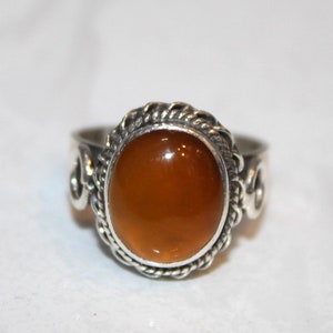 Handmade Oval Carnelian Ring: 925 Sterling Silver Gemstone
