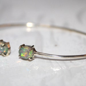 Ethiopian Opal Cuff Bracelet: Handmade 925 Sterling Silver Jewelry