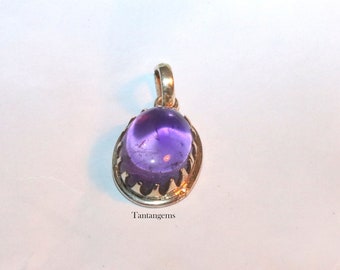 Amethyst Pendant: Oval Gemstone, 925 Sterling Silver