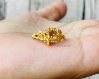 Marquise Citrine Ring: 925 Sterling Silver, Natural Gemstone