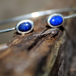 Lapis 925 Sterling Cuff Bracelet - Flexible Silver Cuff Bracelet - Lapis Lazuli Cuff Bracelet - Bracelet - Simple Cuff Silver Jewelry