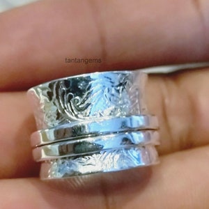 Handgemachte Sterling Silber Spinner Ring: Meditation Sorgen Ring