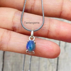 Black Opal Pendant: 925 Silver October Birthstone Jewelry