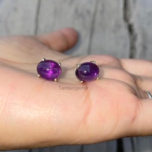 Amethyst Stud Earrings: 925 Sterling Silver Birthstone Jewelry