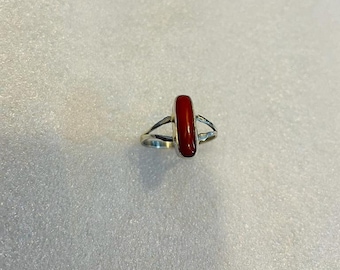 Red Coral 925 Silver Ring: Handmade Solitaire Jewelry