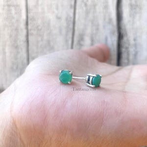 Chrysopras Ohrstecker: Mintgrüne 925 Sterling Silber Ohrstecker