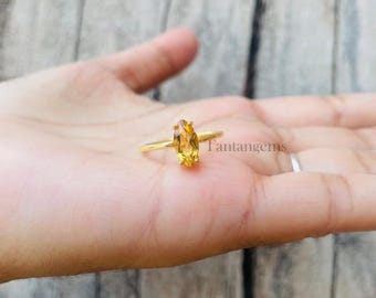 Handmade Marquise Citrine Ring: 925 Sterling Silver Gemstone