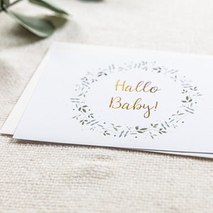Karte Postkarte DIN A6 Geschenk Glückwunsch zur Geburt "Hallo Baby" Baby Taufe Jungen und Mädchen