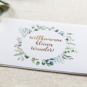 Karte Postkarte DIN A6 Geschenk Glückwunsch zur Geburt "Willkommen kleines Wunder!" Baby Taufe Jungen und Mädchen