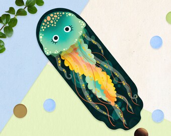 jellyfish bookmark, ocean bookish gift