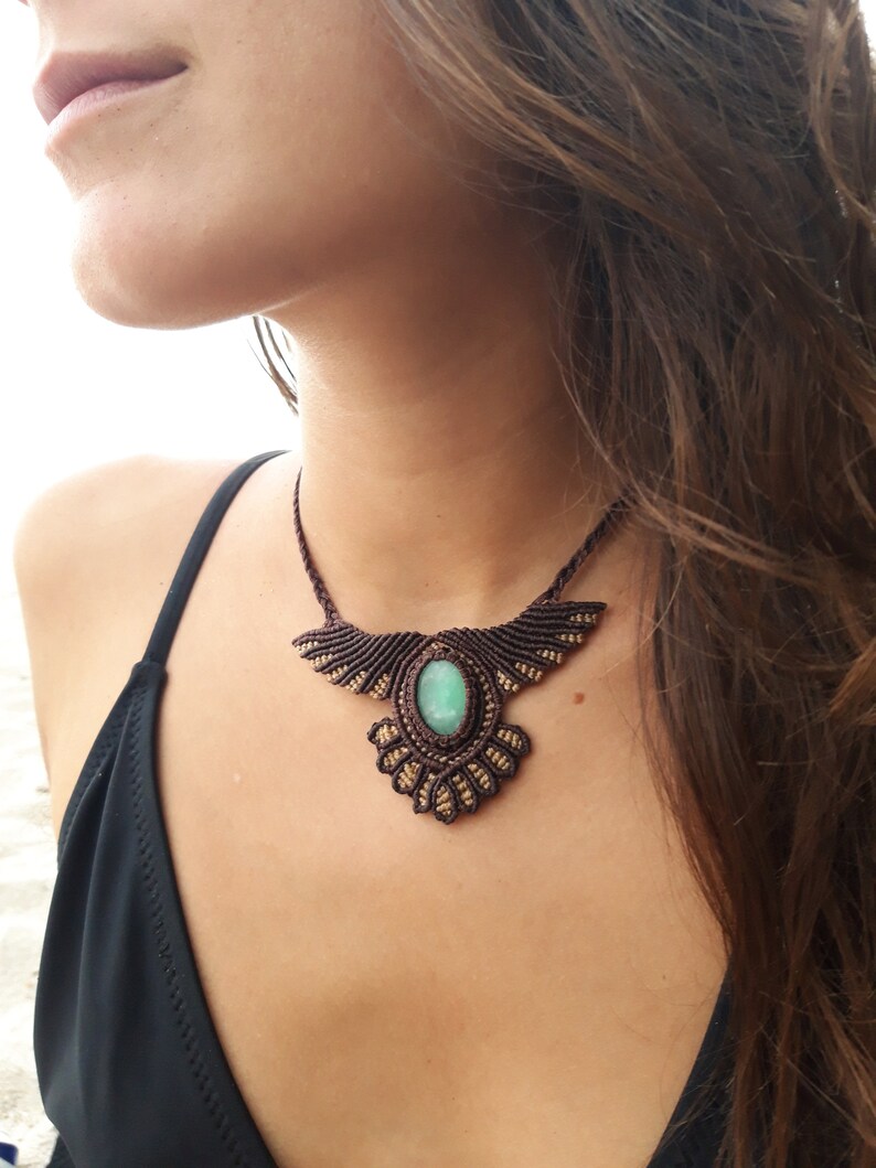 Laguna Wings Macrame collar with Amazonite Turquiz Gemstone