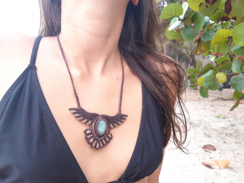 Laguna Wings Macrame collar with Amazonite Turquiz Gemstone