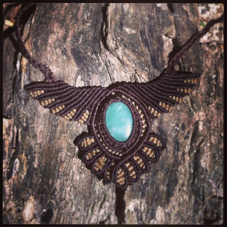 Laguna Wings Macrame collar with Amazonite Turquiz Gemstone