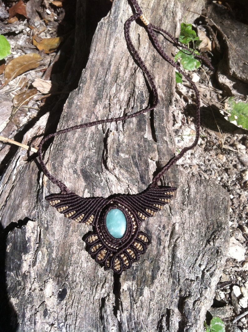 Laguna Wings Macrame collar with Amazonite Turquiz Gemstone