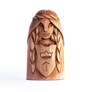 Torunn statuette. Wooden statuette viking Torunn. Goddess statuette. Scandinavian statue Torunn. Vikings statue. Scandinavian god. Odin Thor