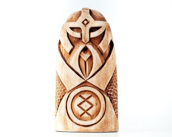 Holzfigur - ein Gott Freyr (Frey). Nordischer Gott Holzstatue Freyr. Ein schickes skandinavisches Geschenk für Sie / Ihn