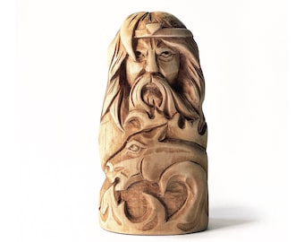 Celtic wooden figurine - Manannan mac Lir. Hand-carved wooden statue Manannan mac Lir. A chic Celtic Gift for him / Gift for her