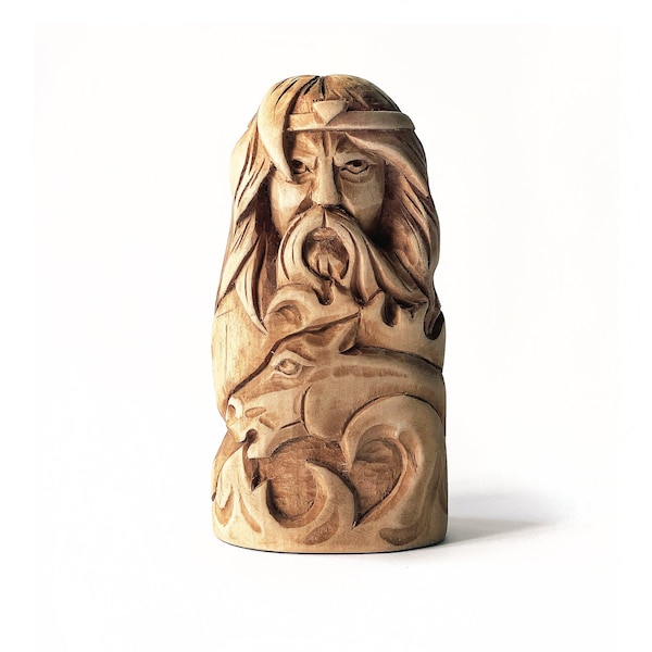 Celtic wooden figurine - Manannan mac Lir. Hand-carved wooden statue Manannan mac Lir. A chic Celtic Gift for him / Gift for her