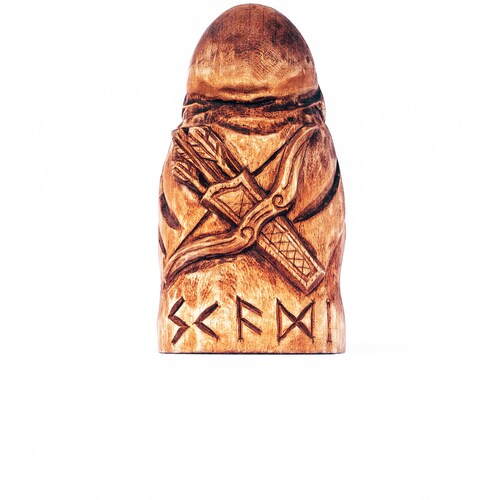 Skadi statuette hand made from Linden. Original hand carved Skadi statuette. sale Skadi goddess / Freyja goddess / Odin statue / Odin god