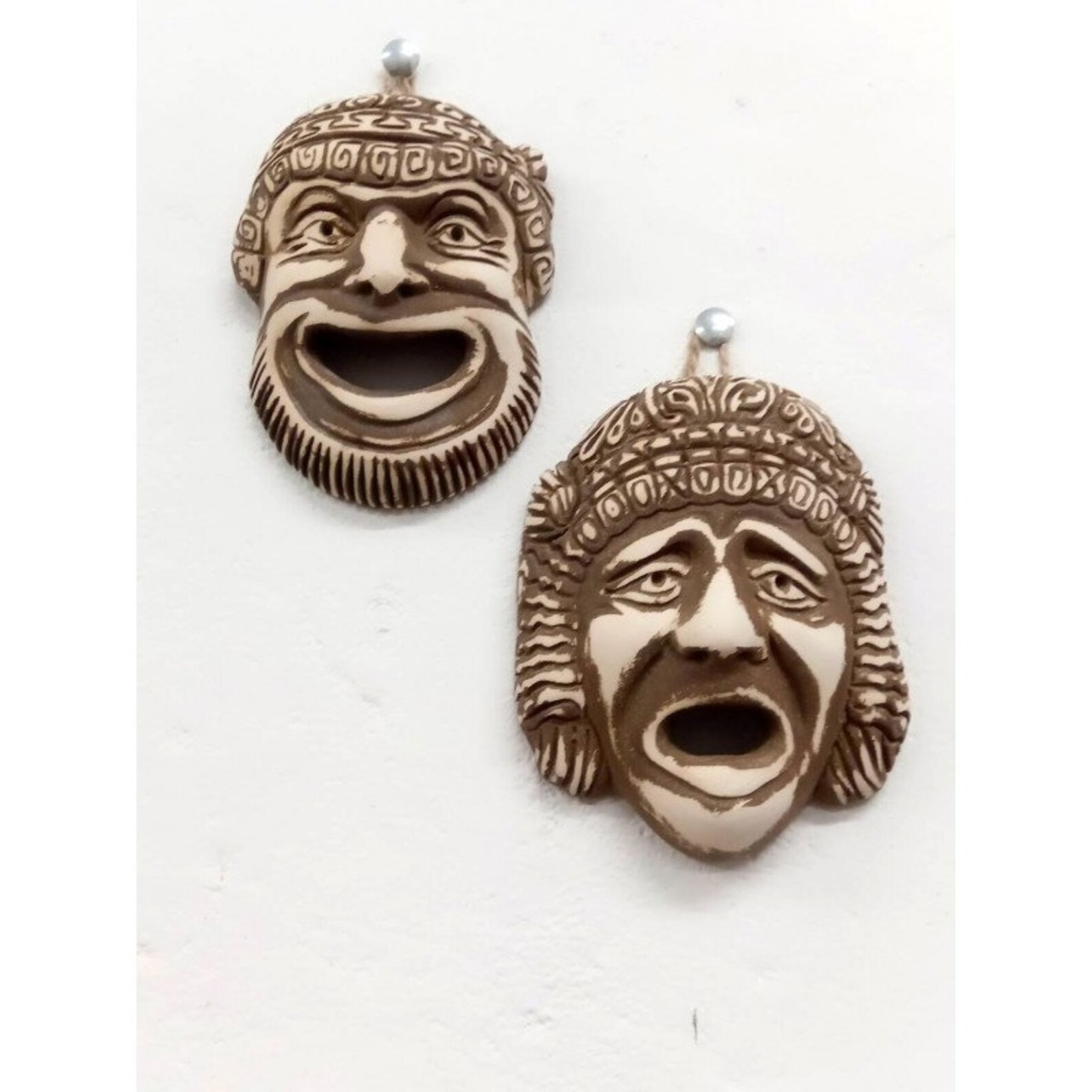 Theatrical Greek Masks Set From 2 Masks Ancient Greek Drama Etsy