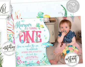 Under the Sea Birthday Invitation: Editable Girl Party Template (Corjl)
