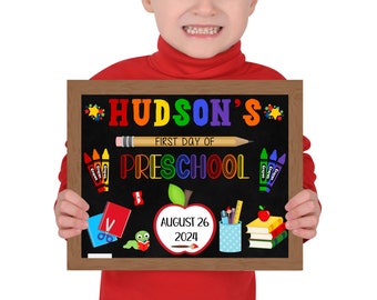 Editable First day of school sign, School Sign Template, Back to School Sign, Preschool Sign, Printable School Sign, Chalkboard, Edit Corjl
