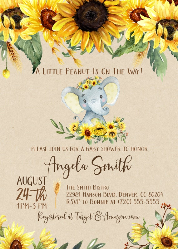 Sunflower and elephant baby shower sales