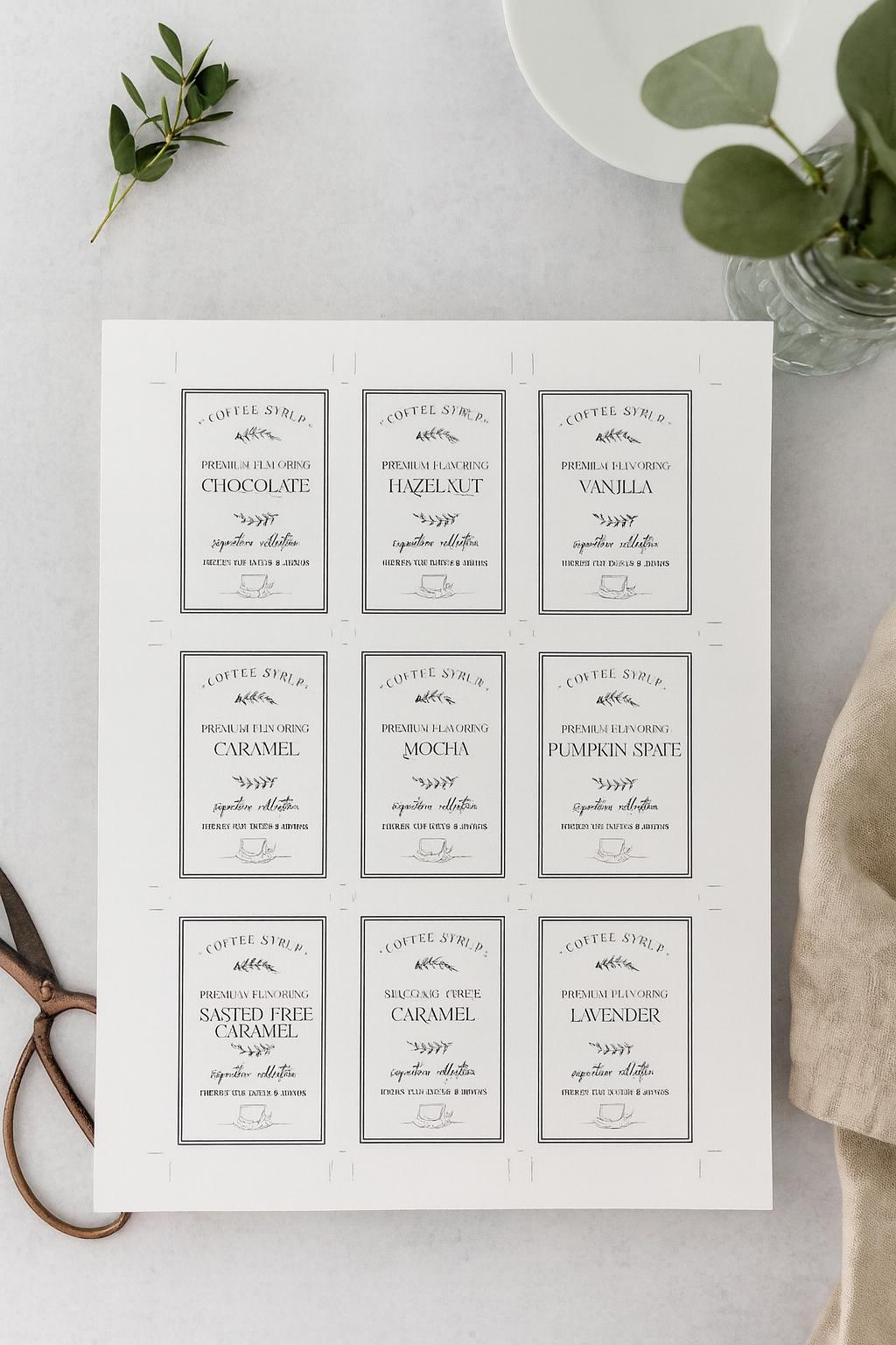 Editable Coffee Syrup Labels Template, 2x3 Inch Editable Corjl Label ...