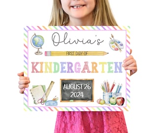 Editable First day of school sign, School Sign Template, Back to School Sign, Kindergarten Sign Printable School Sign, Custom Sign Editable