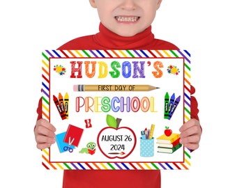Editable First day of school sign, School Sign Template, Back to School Sign, Preschool Sign, Printable School Sign, Custom Sign, Edit Corjl