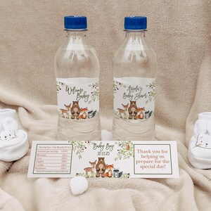 Editable Woodland Baby Shower Water Bottle Labels (Digital Download)