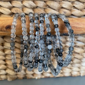 Black tourmaline bracelet 4mm beads