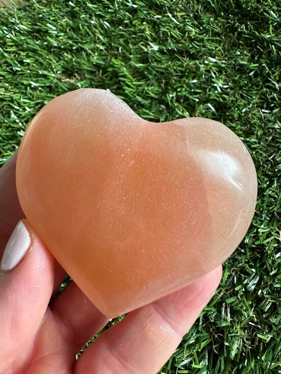Peach Selenite Puffy Hearts Peach Selenite Puffy Hearts
