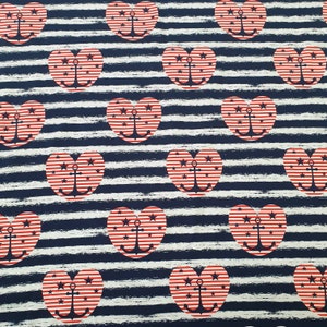 74 cm Summersweat Heart Anchor Navy Red Stripes FVJ Fräulein von Julie