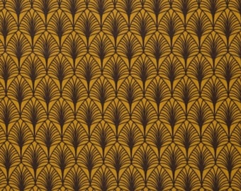 Hule de algodón recubierto de 50 cm para coser, lavable, hojas de color amarillo dorado