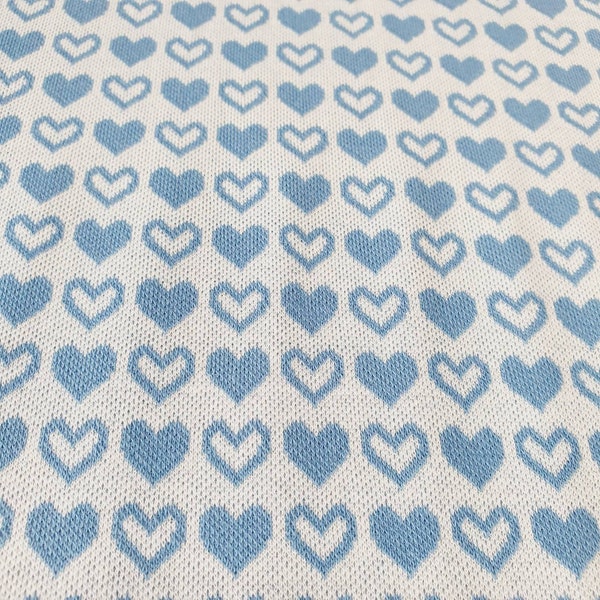 92cm Bio Jacquard Hearts blau Lillestoff