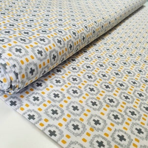 Cotton Weave the people grey mustard Michael Miller graphic