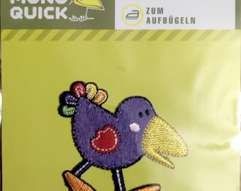 Écusson thermocollant oiseau, violet, écusson à coudre