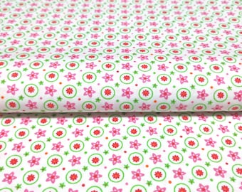 50 cm woven fabric Hilco Hilde, small flowers, pink, green