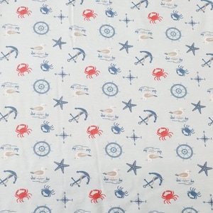 Jersey By the Sea, Anchor, Seagull maritime light blue extra wide