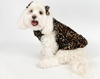 Leopard Print Dog Dress for Small Dogs | Dog Clothes for special occasions | Luxury Dog Outfit | Clothing for pets | animal print harness
